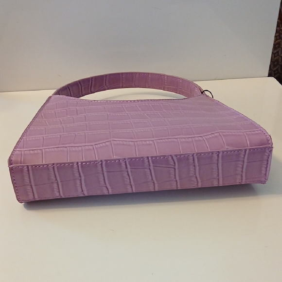 Purple Croc-Embossed Shoulder Bag with Crescent Silhouette NWT - Picture 3 of 7